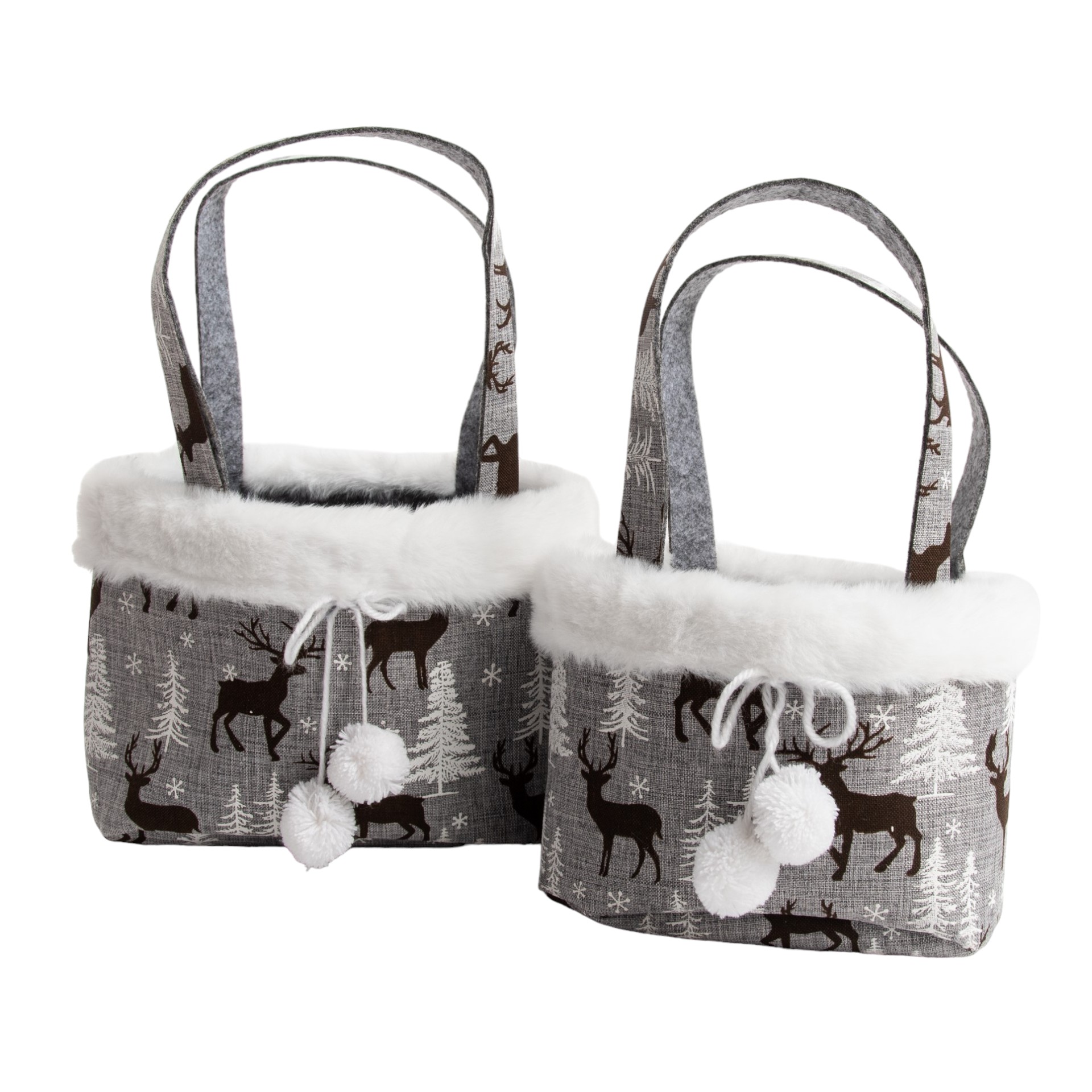 Darstellung von Tasche rund grau Snowball Hirsche 2 Henkel