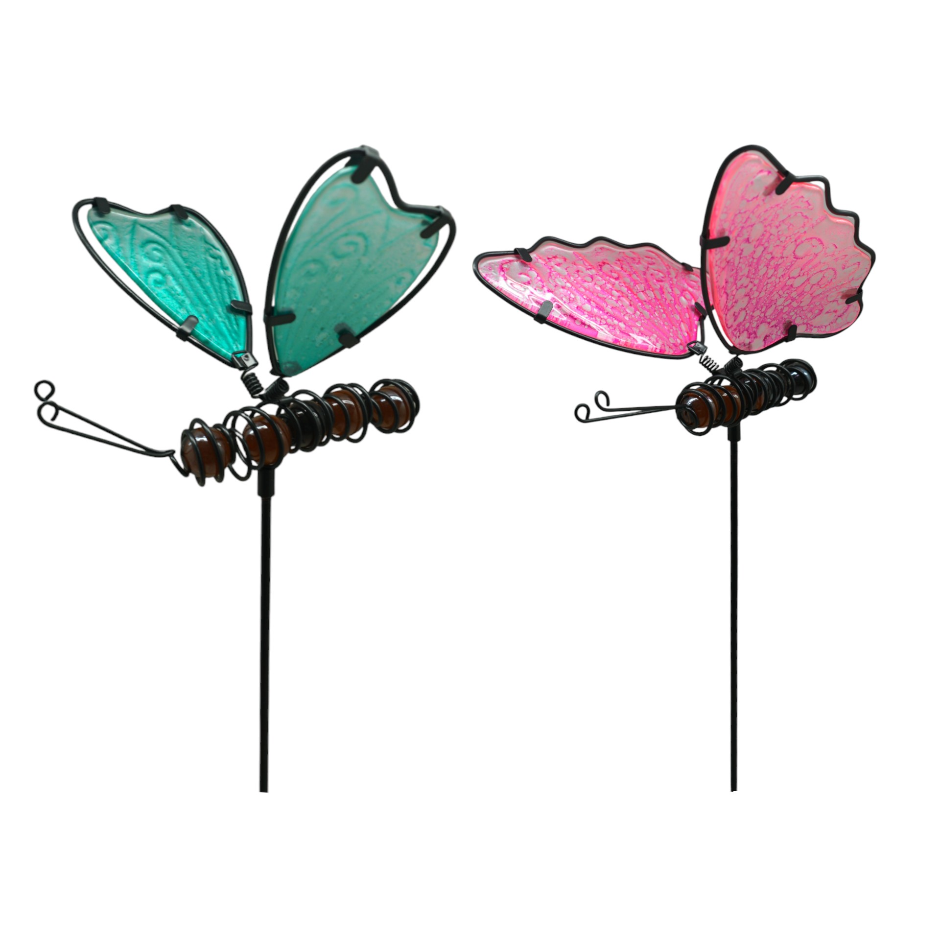 Darstellung von Libelle/Schmetterling Glas 2-fach sort.