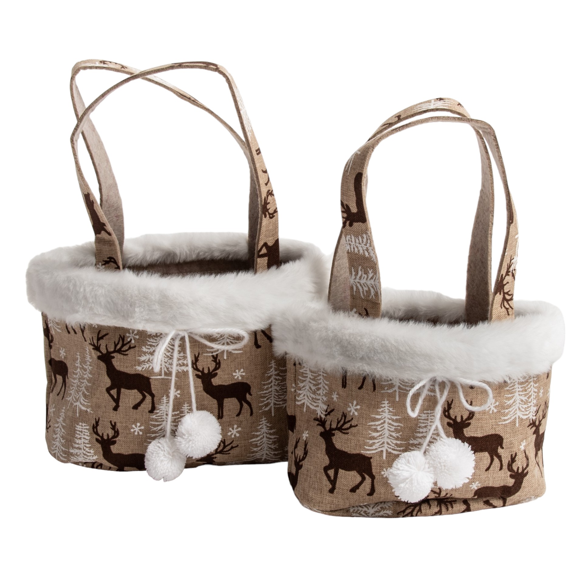 Darstellung von Tasche rund braun Snowball Hirsche 2 Henkel