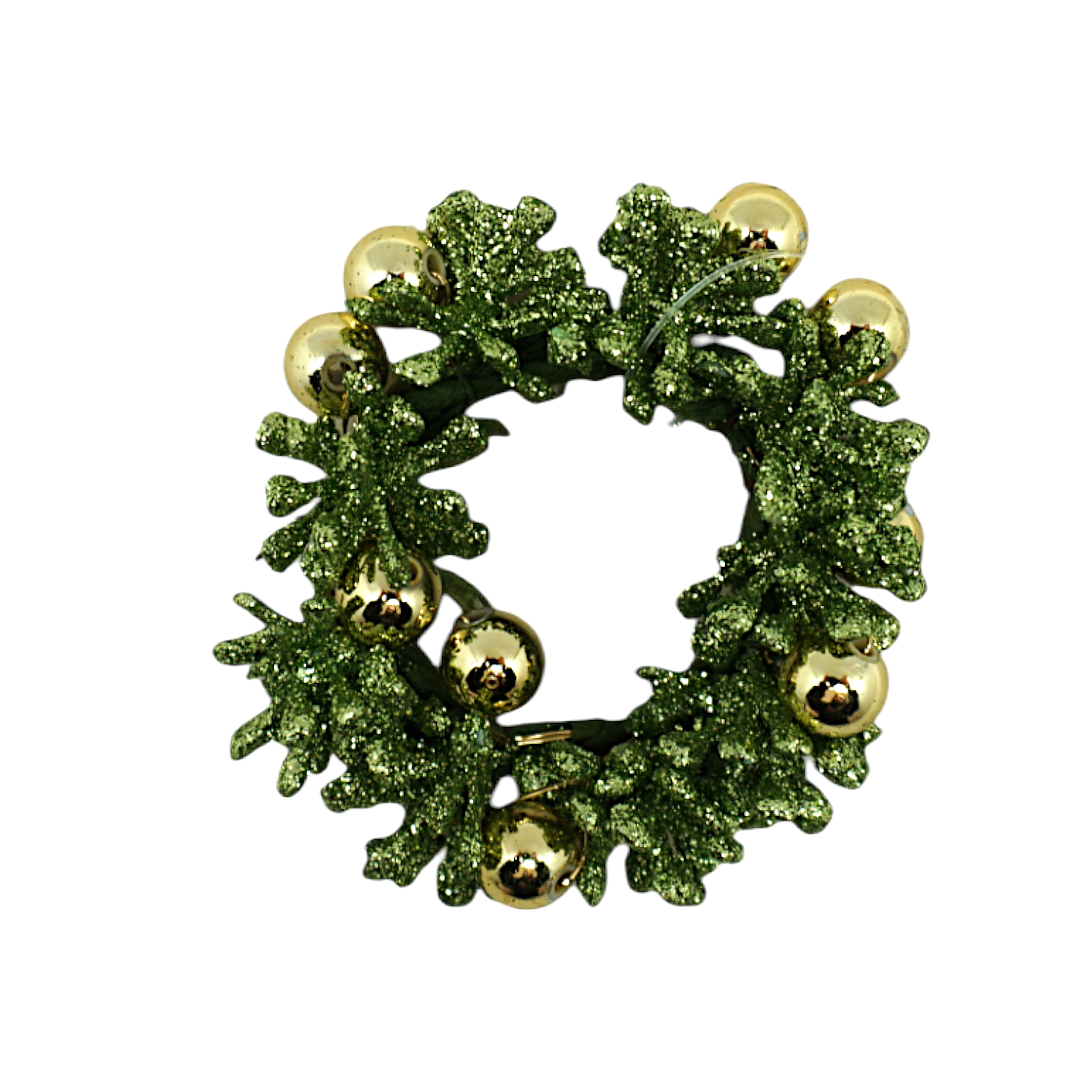 Darstellung von Kranz grün/gold glänzend mini d= 3,5 cm