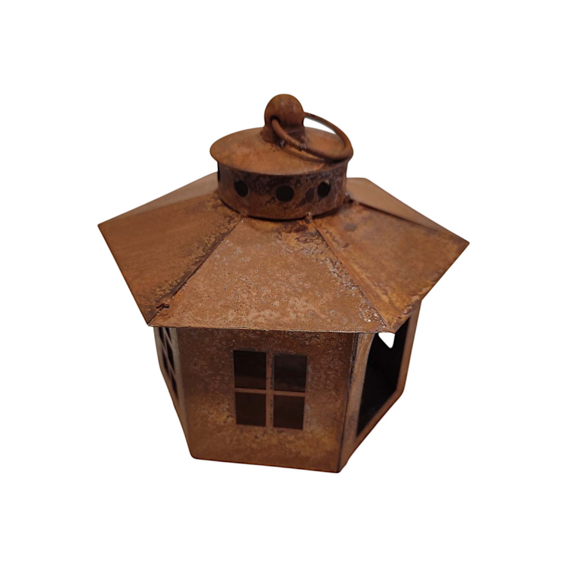 Darstellung von Vogelhaus sechseckig rost m. Ring