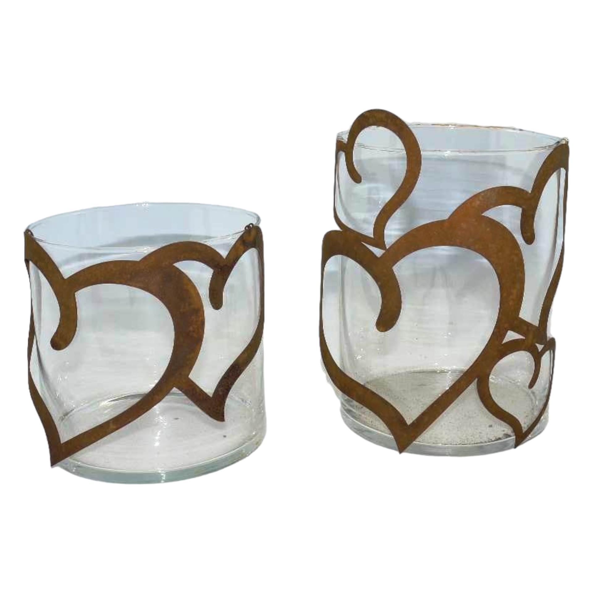 Darstellung von Windlicht gross halb rund Herzen mit Glas