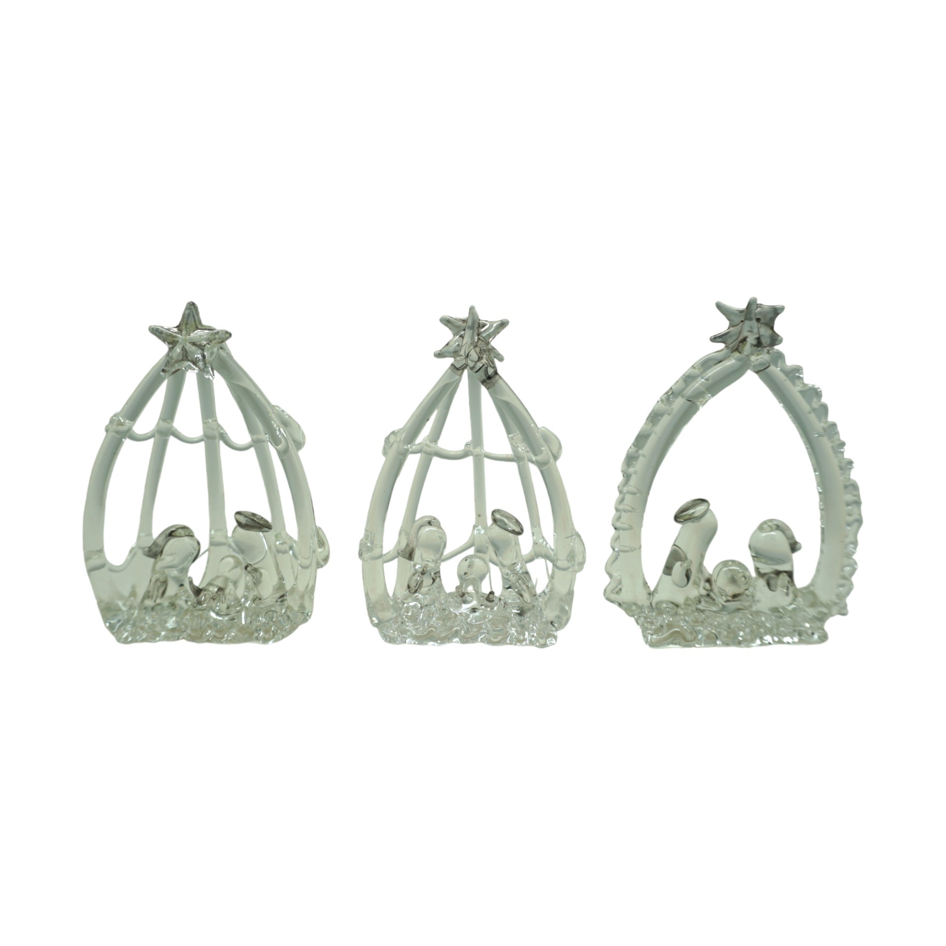 Darstellung von Glaskrippe 3tlg. natur gold h=4,5 cm