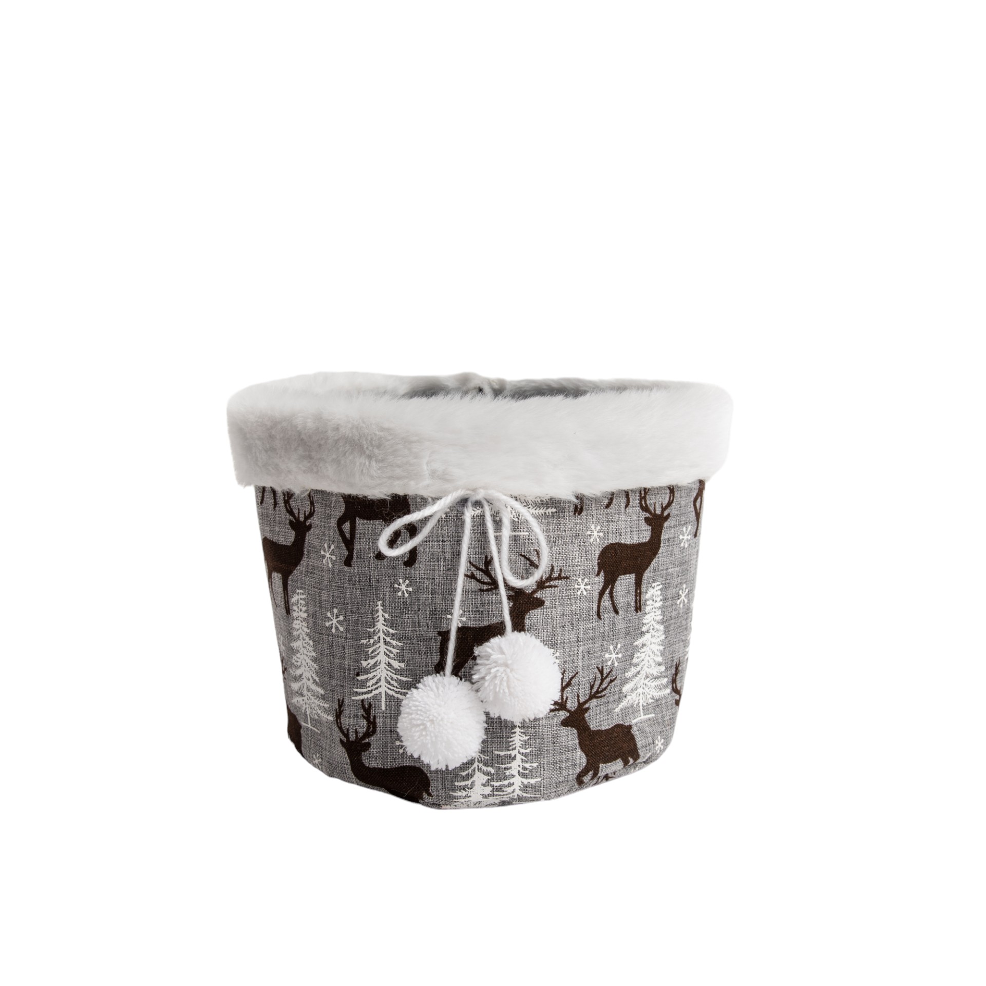 Darstellung von Tasche rund grau Snowball Hirsche ohne Henkel