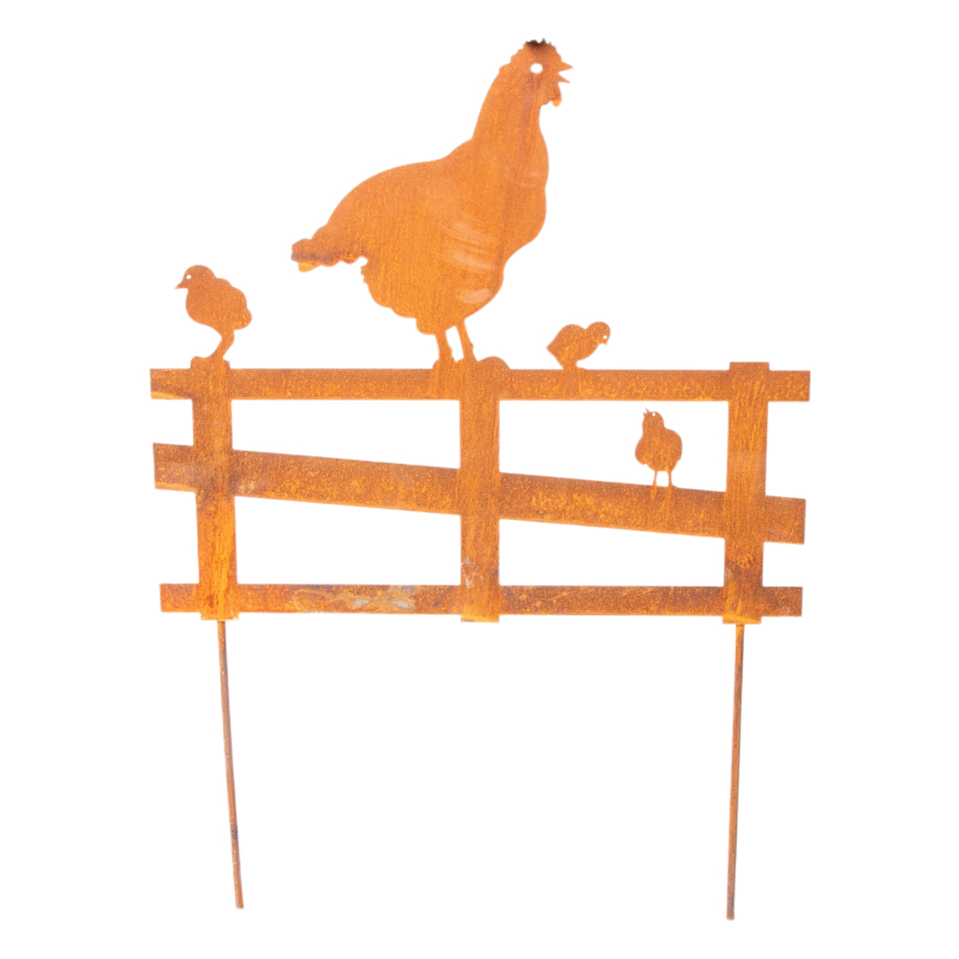 Darstellung von Zaunstecker Huhn mit Küken