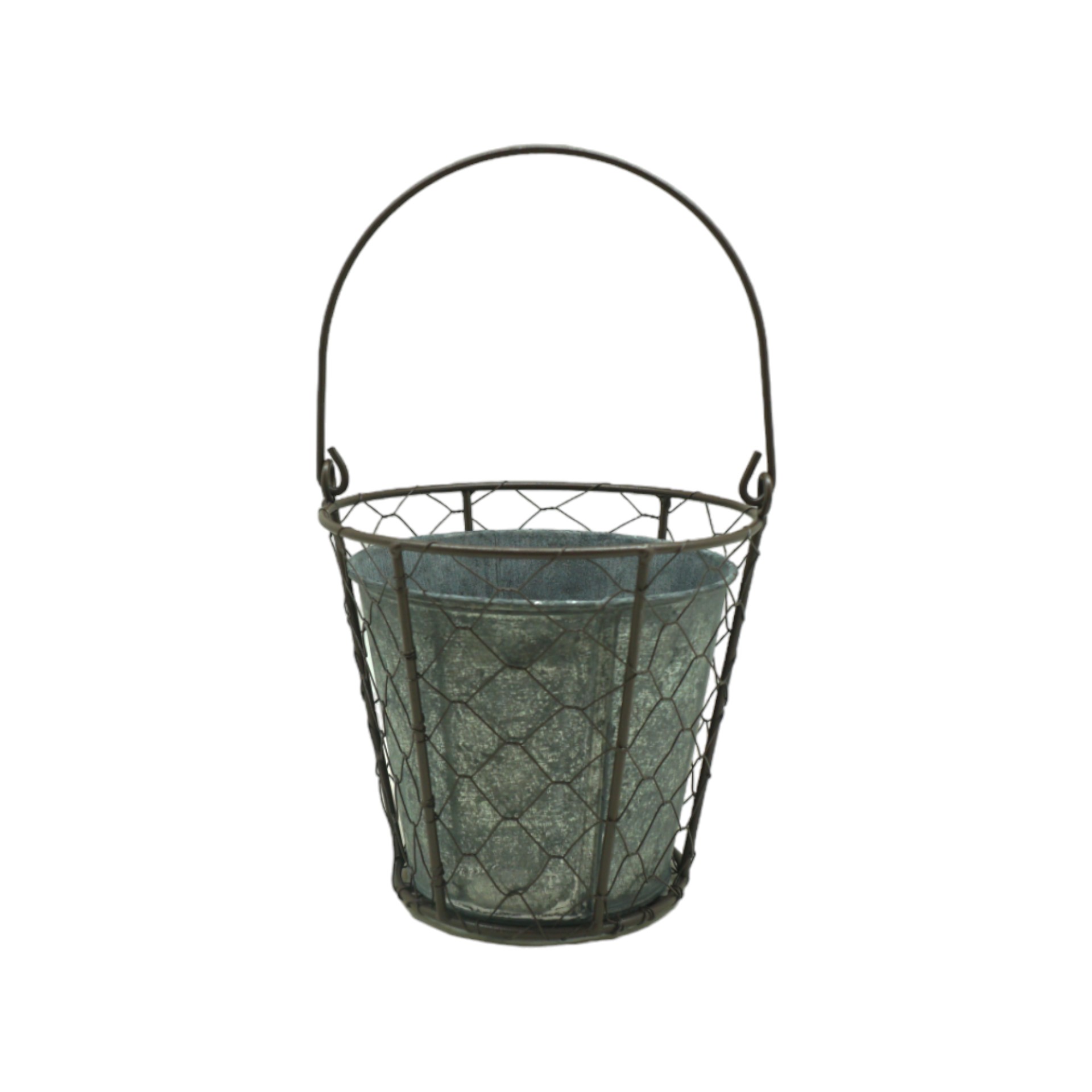 Darstellung von Draht Zink Topf grey washed klein