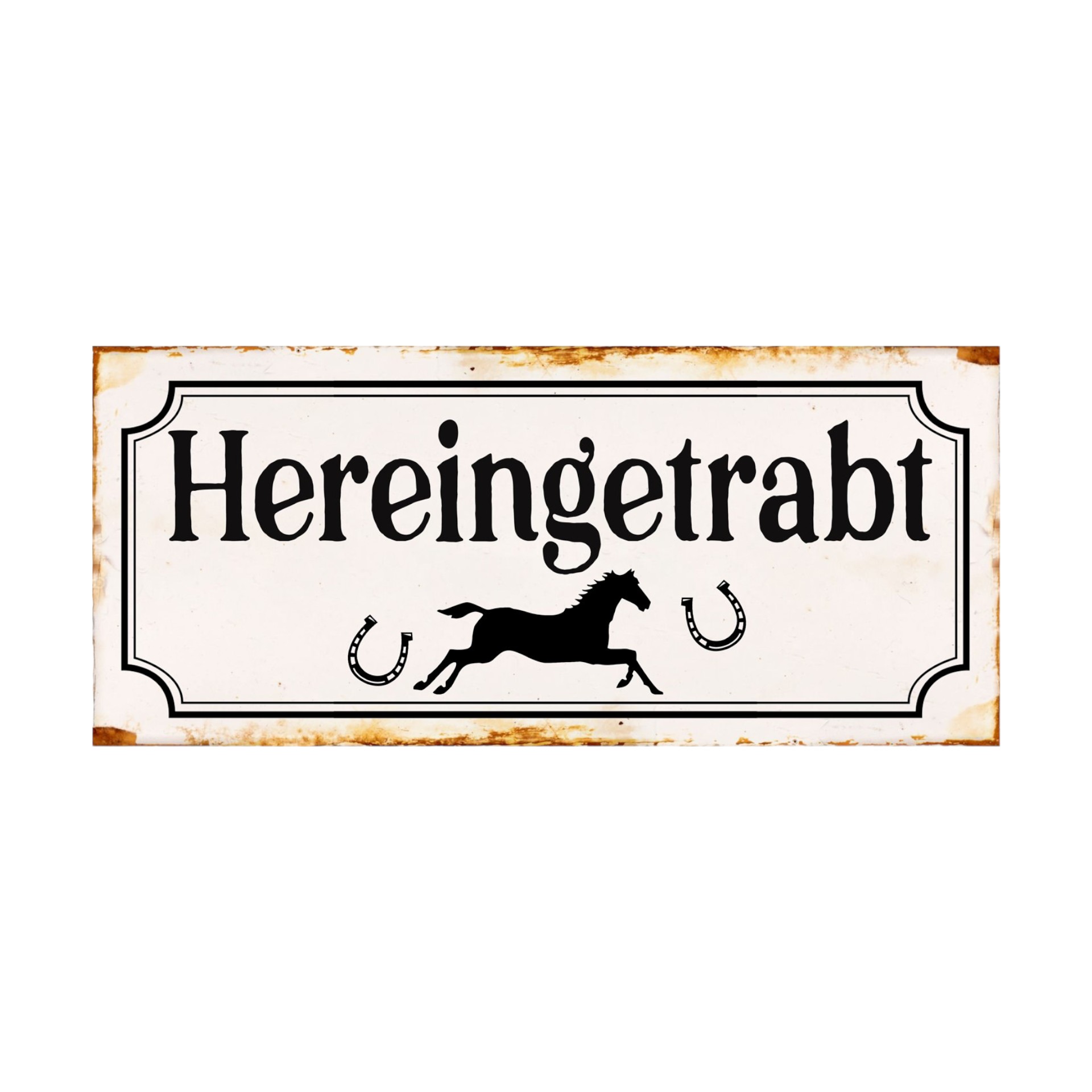 Darstellung von RP UV Schild Hereingetrabt