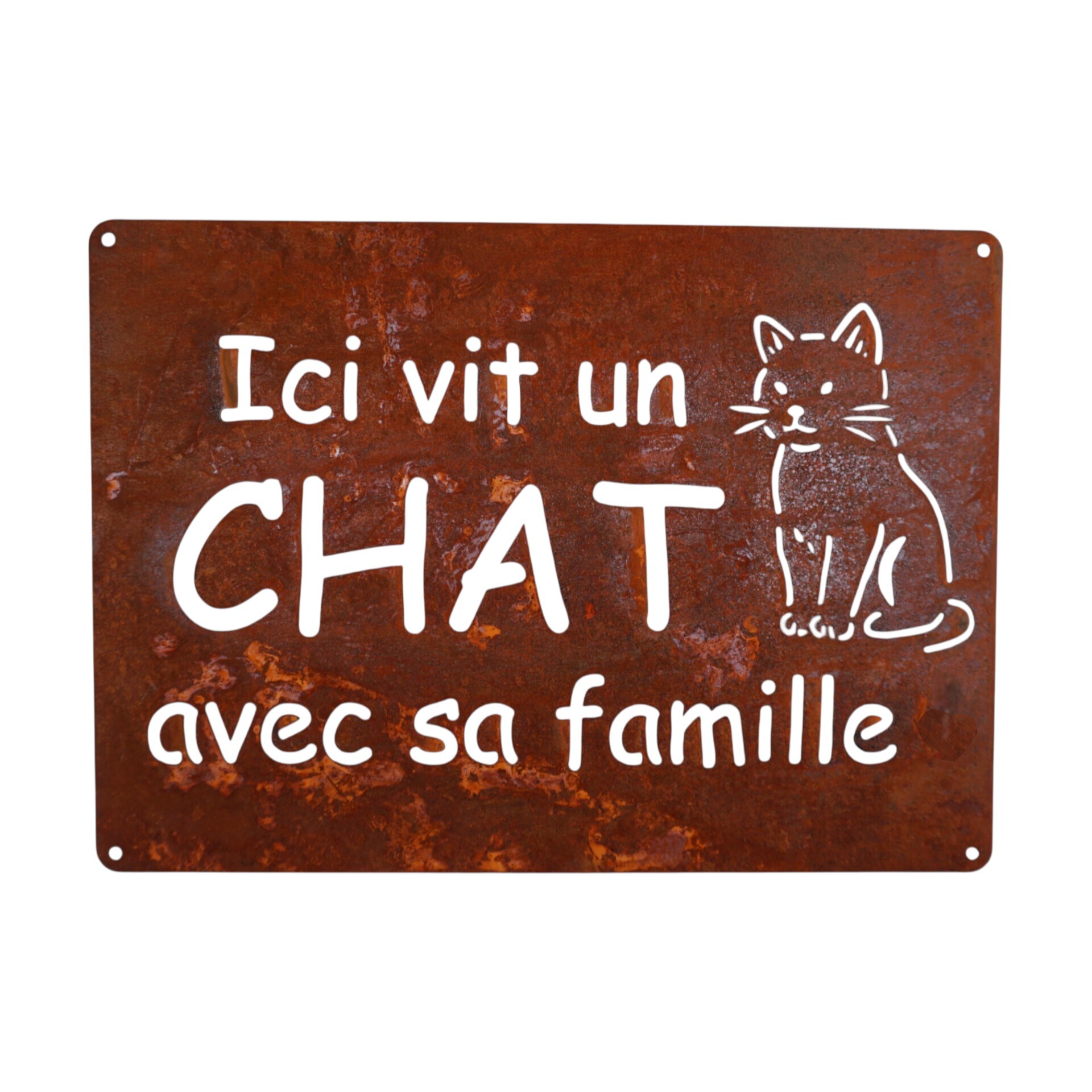 Darstellung von Tafel Ici vit un chat avec sa famille